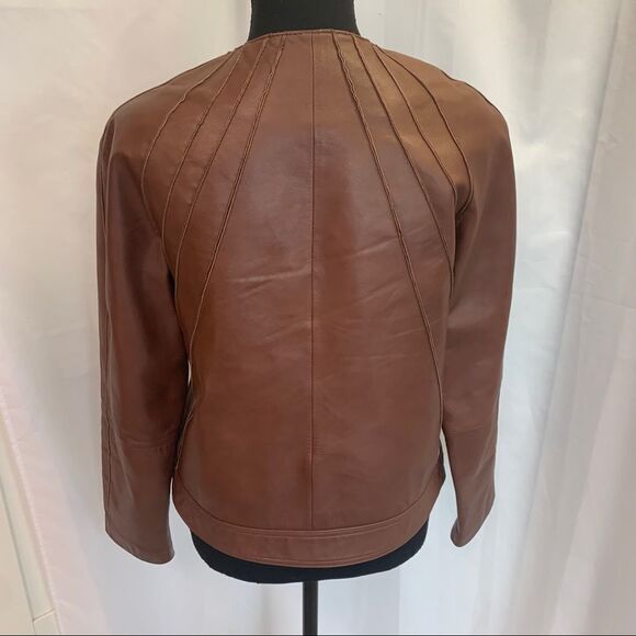 DANIER Brown leather moto jacket size XS - Picture 4 of 12